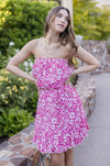 Sleeveless Floral Print Mini Dress Pink