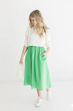  Sleeveless Linen Midi Dress Green