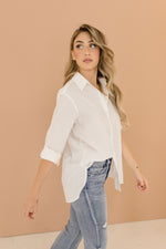  Long Sleeve Button Front Shirt White