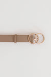 Double Ring Faux Leather Belt Taupe