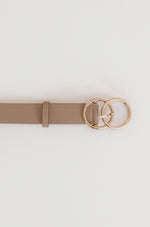 Double Ring Faux Leather Belt Taupe