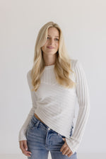 Long Sleeve Ribbed Sweater Top White