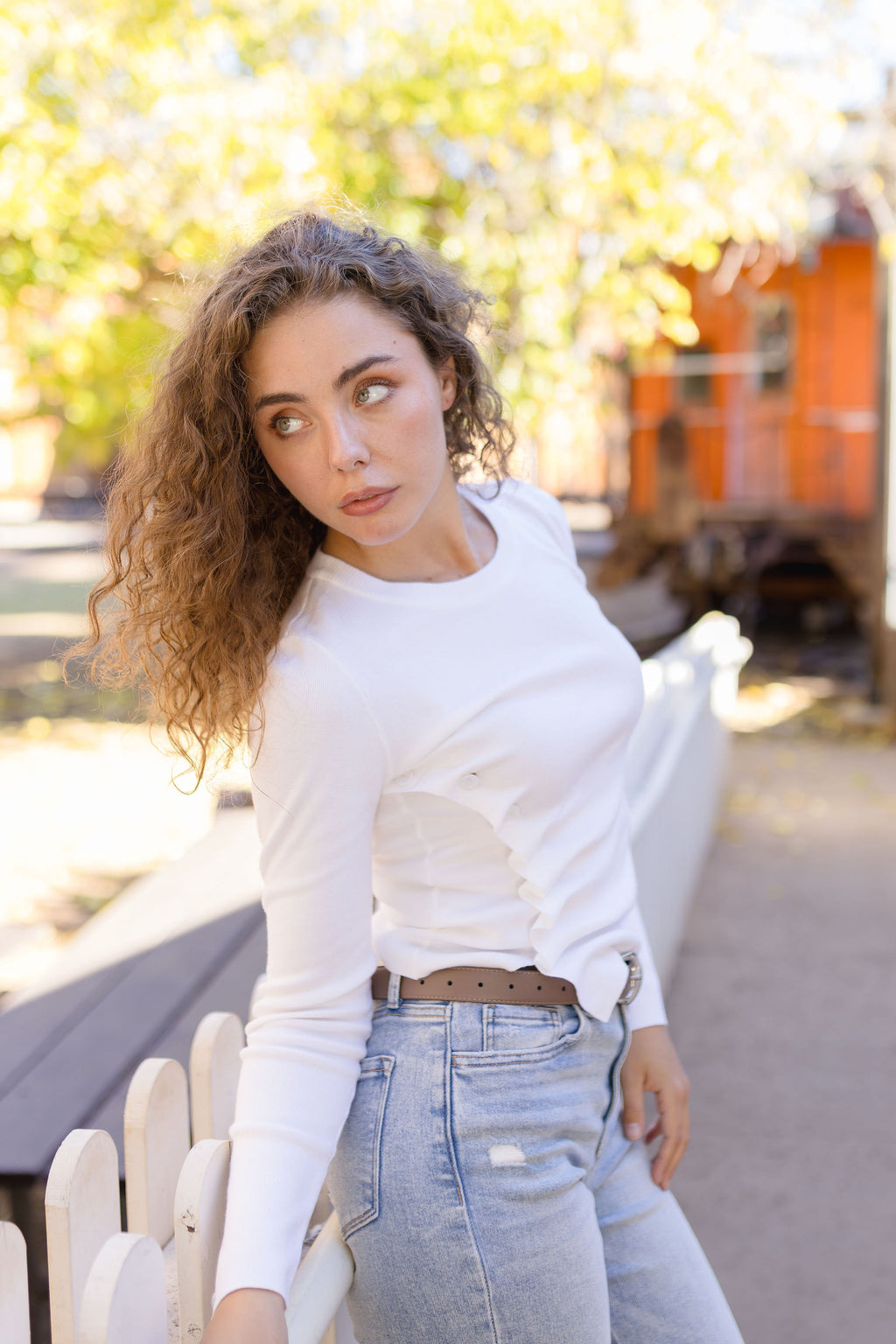 Long Sleeve Button Down Knit Top Ivory
