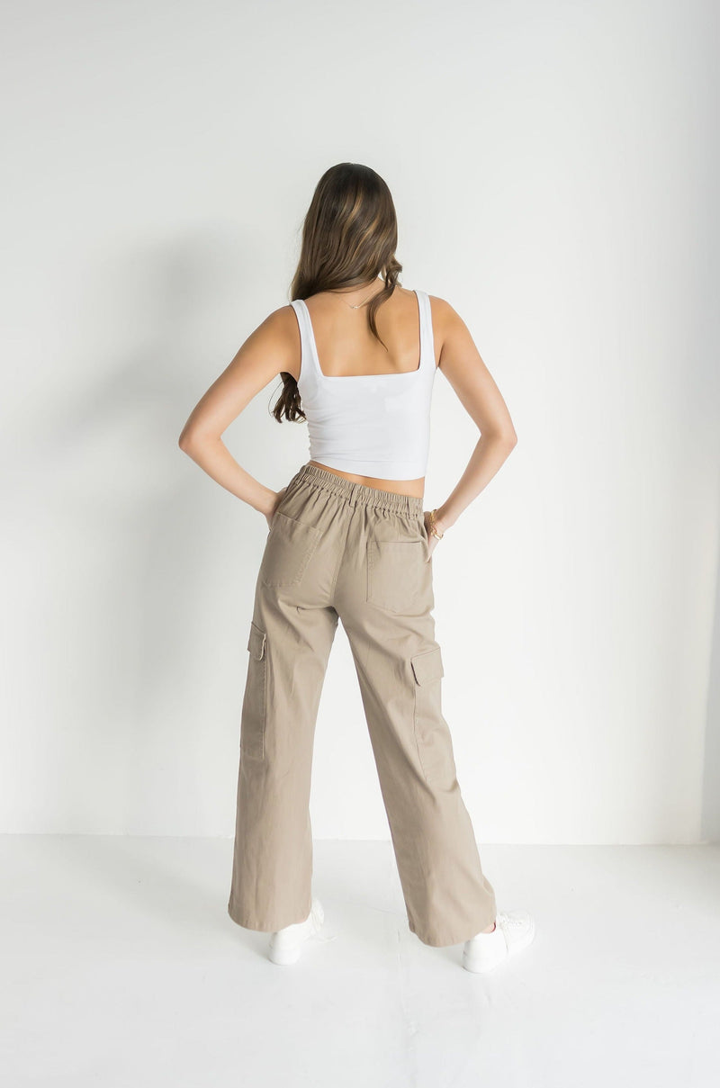  Mid Rise Cargo Pants Taupe