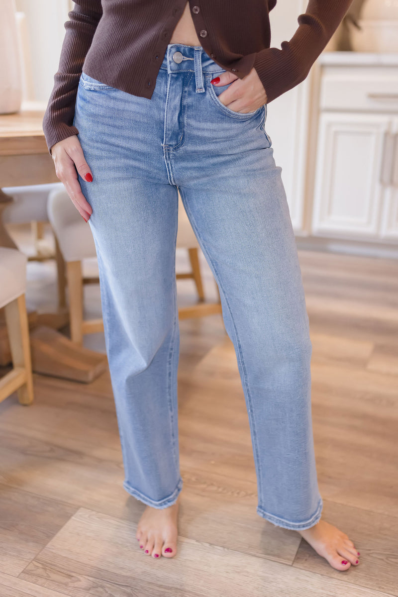 High Rise Cropped Jeans Medium Wash