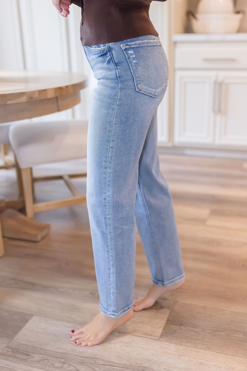 High Rise Cropped Jeans Medium Wash