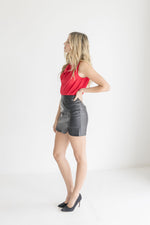 Vegan Leather Mini Skirt Black