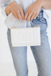  Quilted Top Handle Faux Leather Mini Purse White
