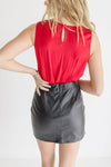 Claire Draped Neck Sleeveless Top Red