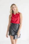 Claire Draped Neck Sleeveless Top Red