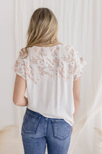 Short Sleeve Abstract Print Top Nude