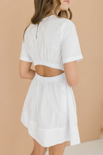 Short Sleeve Back Cut Out Mini Dress White