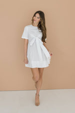 Short Sleeve Back Cut Out Mini Dress White