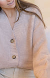 Ribbed Cardigan Sweater Top Sand