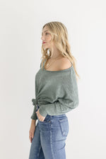Long Sleeve Knit Sweater Top Green