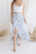 Floral Print Maxi Skirt White