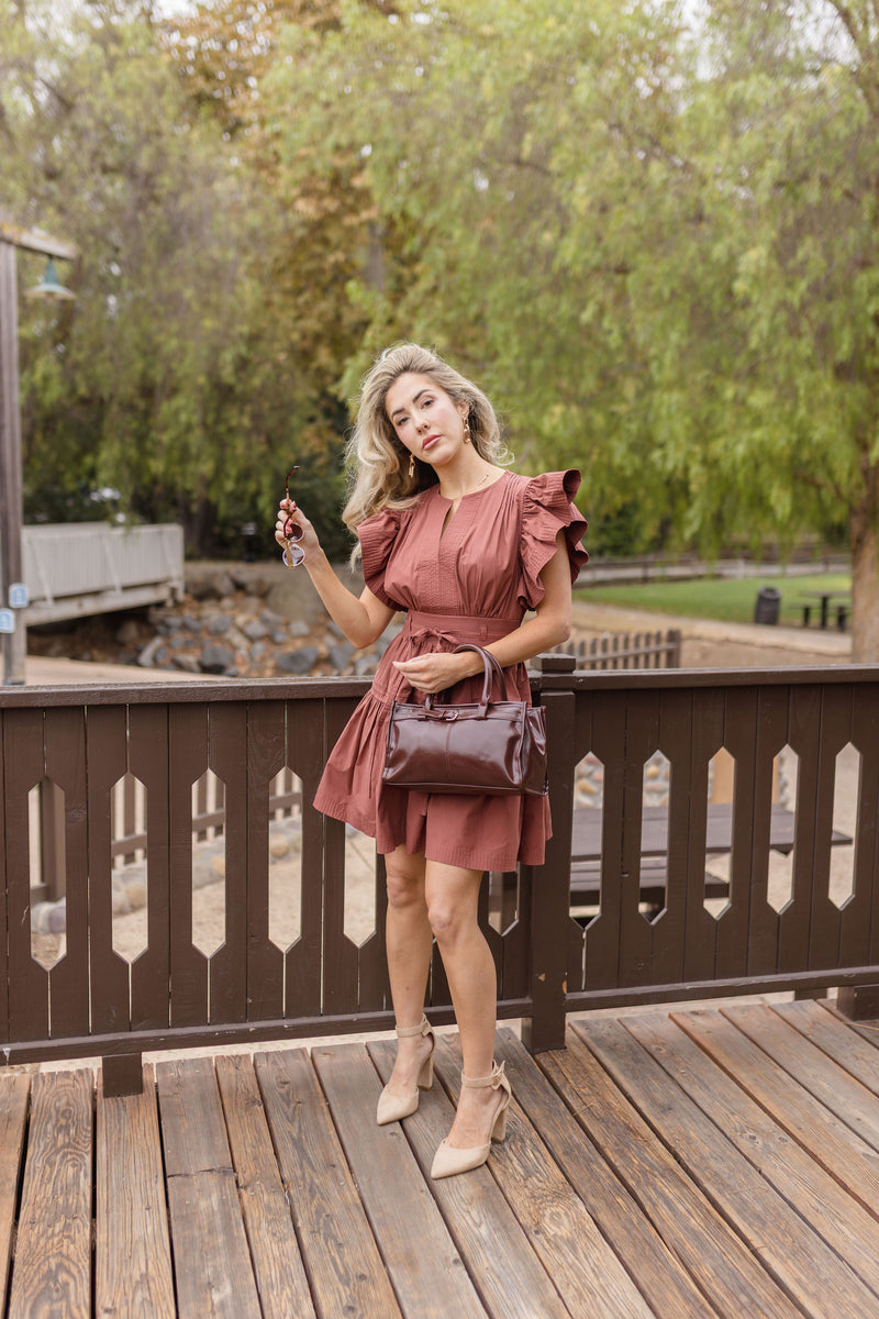 Shoulder Bag Faux Leather Purse Brown