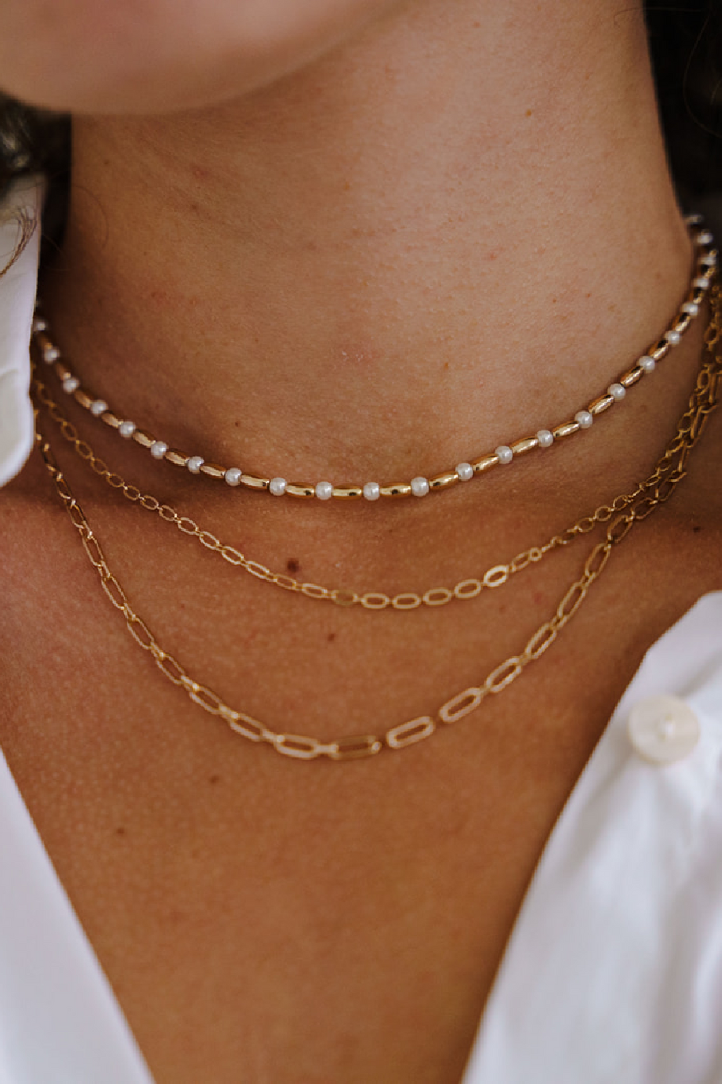 Layered Chain Link Necklace Gold