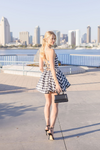 Sleeveless Gingham Print Mini Dress Black