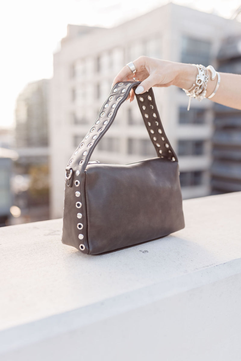 Shoulder Bag Faux Leather Purse Brown