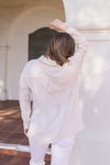 Long Sleeve Stripe Print Button Down Top Taupe