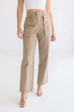 High Waisted Wide Leg Pants Taupe