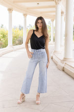 High Rise Cropped Wide Leg Jeans Light Wash