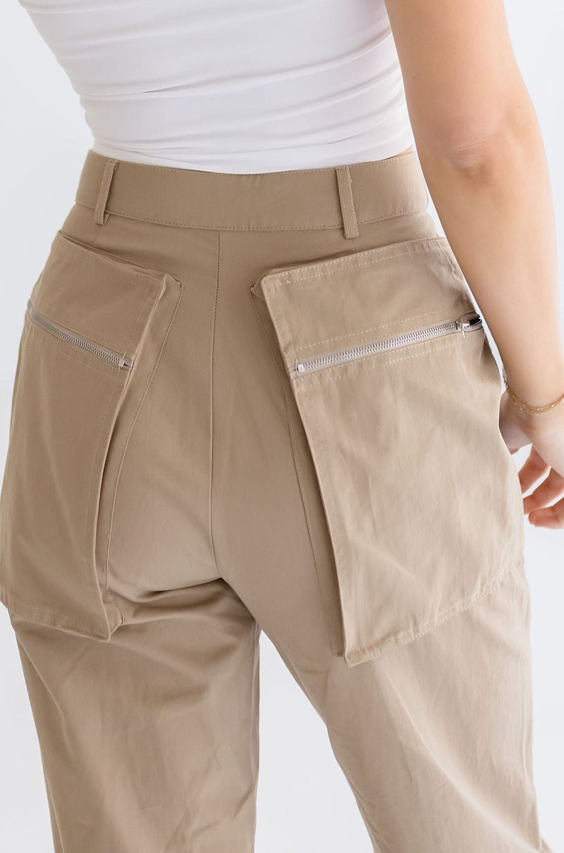 High Waisted Wide Leg Pants Taupe
