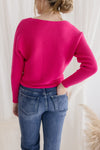  Long Sleeve Ribbed Sweater Top Pink