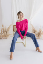 Susie Long Sleeve Ribbed Sweater Top Pink