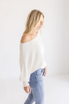 Cadence Long Dolman Sleeve Ribbed Sweater Top White