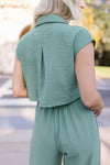Sleeveless Button Front Jumpsuit Green