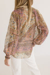 Long Sleeve Button Down Abstract Print Top Mauve