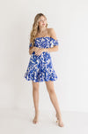 Off The Shoulder Floral Print Mini Dress Blue