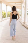 High Rise Cropped Wide Leg Jeans Light Wash