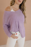 Scoop Neck Knit Sweater Top Purple