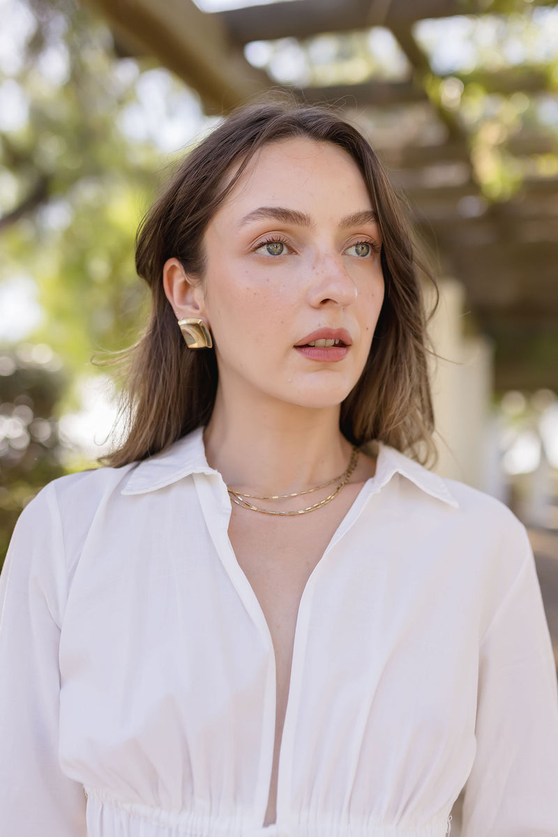  Square Chunky Earrings Gold