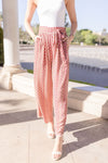 High Rise Printed Wide Leg Pants Red