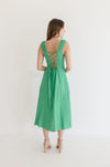 Open Back Tie Midi Dress Green