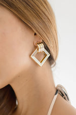 Square Drop Earrings Gold