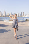 Sleeveless Gingham Print Mini Dress Black