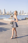 Sleeveless Gingham Print Mini Dress Black