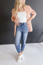 Open Front Blazer Coral