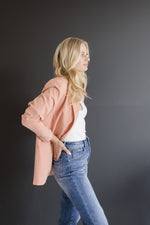 Open Front Blazer Coral
