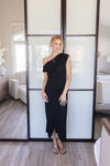 Short Sleeve Off The Shoulder Maxi Dress Black