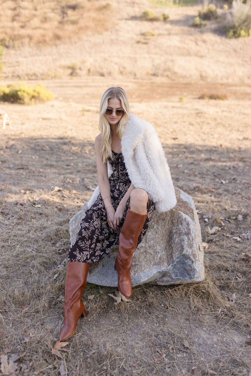 Alana Long Sleeve Faux Fur Jacket Ivory