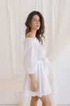  Long Sleeve Off The Shoulder Mini Dress White