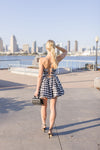 Sleeveless Gingham Print Mini Dress Black