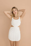 Sleeveless Cut Out Denim Mini Dress White