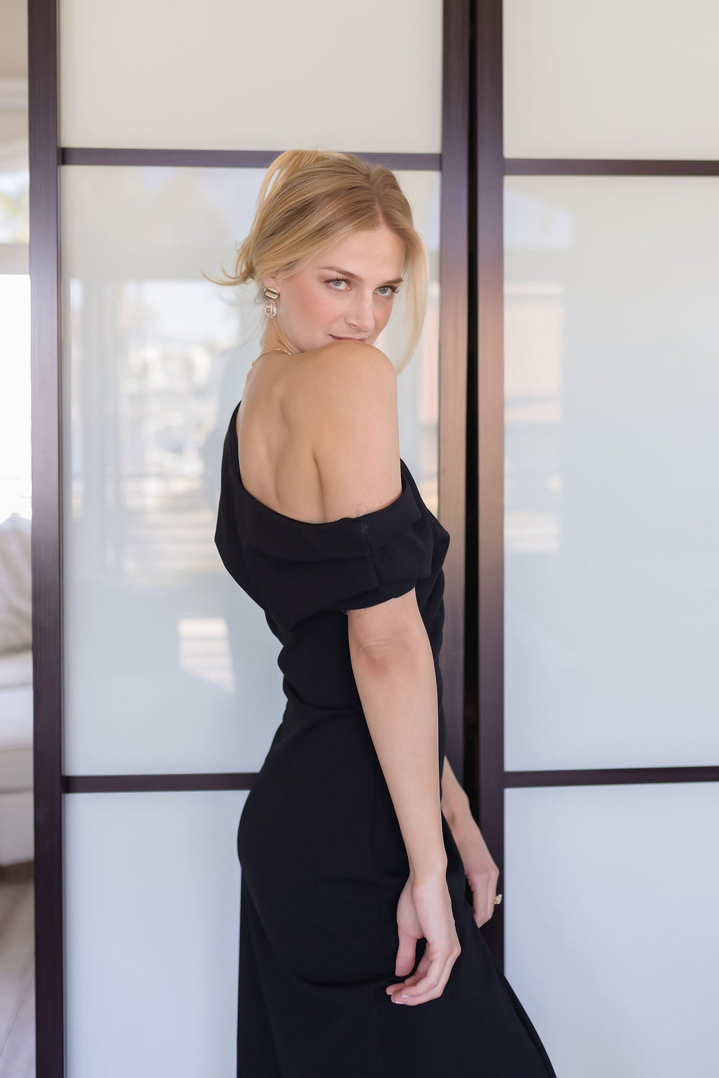 Short Sleeve Off The Shoulder Maxi Dress Black